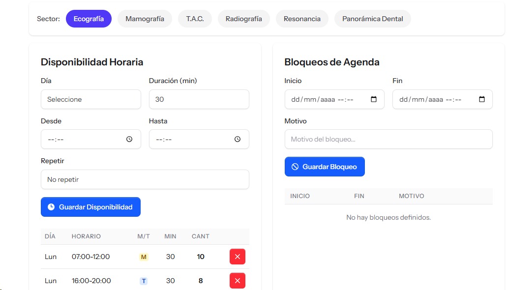 Configuración de Agenda — Disponibilidad y bloqueos